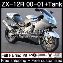 Body+Tank For KAWASAKI NINJA silvery black ZX1200 C ZX 12R 2000 2001 2002 67HC.8 ZX 12 R 1200CC ZX12R 00 ZX-12R 00 01 02 Fairing 2024 - buy cheap