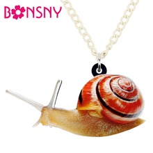 Bonsny colar de caracol de acrílico, pingente colar com corrente, de animais de desenho animado, joias para mulheres, meninas, acessórios para presente 2024 - compre barato