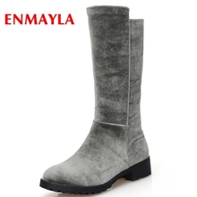 ENMAYLA New  Basic  Round Toe  Women Winter Boots  Flock  Mid-Calf  Shoes Woman  Womens Winter Fashion 2020 Size34-43 LY239 2024 - buy cheap