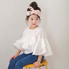 2019 New Arrivals Petal Sleeve Blouses Baby Big Girls White Cotton Spring Autumn Ruffles Shirts For Kids Tops Clothing  6 8 10 Y 2024 - compre barato