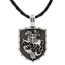 Youe shone ST.GEORGE ON HORSE KILLS DRAGON SHIELD CROSS MEDAL Knot Amulet  PENDANT 2024 - buy cheap