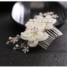 Ornamentos para cabelo de casamento, acessórios de cabelo para casamento, arco floral, cristal frisado com pente romântico acessórios de cabelo flores 2024 - compre barato