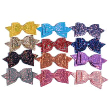 50PCS 13CM 5" Big High Quality Boutique Glitter Synthetic Leather Hair Bows For Hairpins Glitter Bowknot Bow For Girl Women 2024 - buy cheap