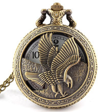 Vintage Jewelry Antique bronze Eagle Wings Shiying Huai Table pocket watch necklace pendant gift for men and women 2024 - buy cheap