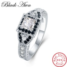 [BLACK AWN] 5g 925 Sterling Silver Jewelry Trendy Engagement Rings for Women Black Spinel Wedding Ring C412 2024 - buy cheap