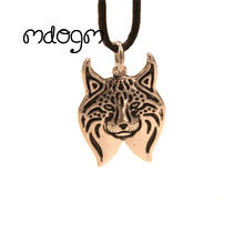2021 Lynx Cat Animal Pendant Necklace Antique Gold Silver Plated Jewelry Gift For Women Male Female Cartoon Rope Punk NT006 2024 - buy cheap