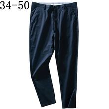 Calça casual masculina, calça elástica de tamanho grande 50, 48, 46, para primavera e outono, 2019 2024 - compre barato