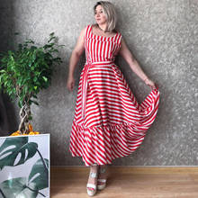 2019 New summer dress womens striped O-Neck sleeveless bohemian long dress ladies beach A-Line Dresses 2024 - buy cheap