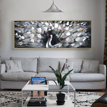 Pintura al óleo de animales e impresiones sobre lienzo, imágenes de apertura de pavo real para decoración de sala de estar, sin marco 2024 - compra barato