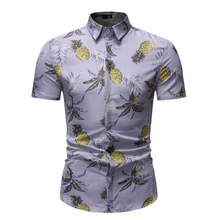 2019 Summer Pineapple Print Short Sleeve Shirt Men Fashion Casual Tops Streetwear Clothes Man Individual Hawaiian Beach Shirts 2024 - buy cheap