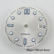 BLIGER белый 31 мм часы циферблат часы с пластиной лица с окошком даты светящиеся подходят для MIYOTA автоматический механизм 2024 - купить недорого