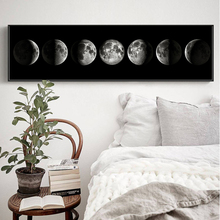 Pintura abstracta de la fase lunar para decoración del hogar y sala de estar, arte de pared nórdico con estampado de piedra brillante en blanco y negro, imagen de pared para sala de estar 2024 - compra barato