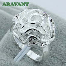 Anillo de plata 925 con forma de rosa para mujer, joyería de moda para boda 2024 - compra barato