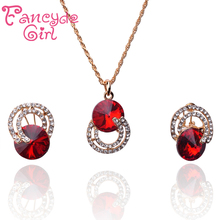 Fancyde Girl Colorful Crystal Round Pendant Necklace Gold Color Jewelry Sets For Women Fashion Jewelry Wholesale 2024 - buy cheap