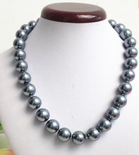 Encantador Collar de perlas concha de mar gris para mujer, joyería fina de 18 pulgadas, 10mm, precio al por mayor 2024 - compra barato