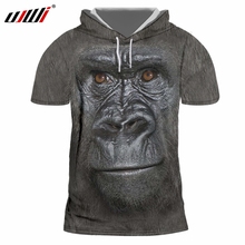 UJWI новая весенняя футболка с капюшоном в виде животных с 3D принтом, спортивный человек, большой размер 5XL, забавный орангутанг, Harajuku, Мужская 2024 - купить недорого