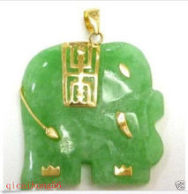 Free Shipping >> LOVELY YELLOW GOLD GREEN JADE ELEPHANT PENDANT 2024 - buy cheap