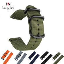 Langley amry pulseira de nylon verde para samsung gear s3 frontier s2 correias clássicas 20mm 22mm galaxy watch 42mm 46mm banda 18 24mm 2024 - compre barato