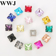All Colors Sew on Rhinestone Square Shape Glass Stone In Hard Strong OPen Back Metal Claw Setting 8mm,10mm,12mm Sew-on Crystals 2024 - buy cheap