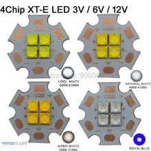 Cree XT-E XTE 3V 6V 12V 4Chips High Power LED Emitter Cool White Warm White Neutral White Royal Blue Colors on 20mm Copper PCB 2024 - buy cheap