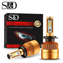 S&D 2Pcs H4 LED H7 H11 H8 9006 HB4 H1 H3 HB3 H9 H27 880 881 9005 Led Car Headlight Bulbs Lamp 12000LM Auto Fog Lights 6000K 12V 2024 - buy cheap