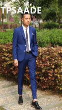 Custom Men's Royal Blue Casual Suit 2 Piece Groom Wedding Slim Fit Dress Fashion Design Blazer Pants 2024 - buy cheap