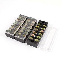 3 Pcs 600V 25A 6 Positions 6P Dual Rows Covered Barrier Screw Terminal Block 2024 - buy cheap