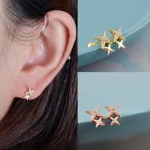 925 Sterling Silver Earring Simple Double Star Square Small Zircon Screw Stud Earring Sweet Ear Bone Nail Girl Women Ear Jewelr 2024 - buy cheap