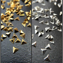 Free Shipping 250Pcs Punk Rivet Golden Silver MINI triangle shape Metal Nail Art Metallic Studs in 3mm size 2024 - buy cheap