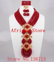 2015 Best Selling Red African Crystal Beads Jewelry Set Nigerian Beads For African Wedding Free Shipping SD810-4 2024 - buy cheap