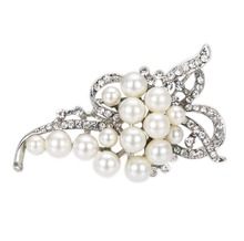 2 Inch Wedding Bow Brooch with Imitation Cream Pearls and Rhinestone Crystals 2024 - buy cheap