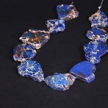15.5 "strand of Deep Blue Sea Sediment Stone Freeform Slab Loose Beads,Raw Emperor Gems Slice Nugget Necklace Pendants Jewelry 2024 - buy cheap