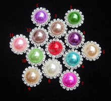 Hot Wholesale 100pcs/lot 15mm 13 Colors High Quality  Flat Back Round Rhinestone Peal Button 2024 - buy cheap