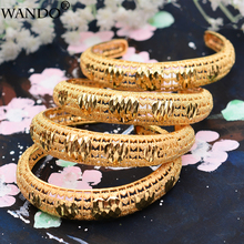 WANDO  4Pcs Luxury Heart Gold Color Jewelry Dubai Bangles for Women Gold Jewelry Ethiopian African wedding Bracelet Arab Gifts 2024 - buy cheap