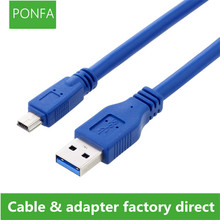 Новый Синий Суперскоростной USB 3,0 тип A штекер в Mini B 10 Pin Мужской адаптер кабель Шнур 0,3-5 метров 2024 - купить недорого