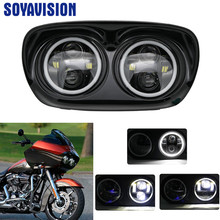 Black / Chrome LED Dual Headlight with Halo Ring Angel Eye For Harley for Road Glide 04-13 Motorcycle 2024 - buy cheap