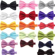 3pcs Wholesale Mens Pure Plain Bowtie Polyester Pre Tied Wedding Bow Tie More Colors 2024 - buy cheap