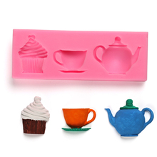 Molde de silicone para bule, copo, cupcake, forma de silicone para doces, chocolate, fondant, ferramenta de decoração de bolo 2024 - compre barato