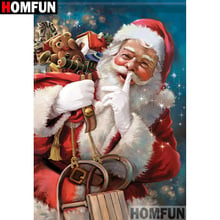HOMFUN полный квадрат/круглая дрель 5D DIY Алмазная картина "Санта Клаус" вышивка крестиком 3D домашний Декор подарок A17561 2024 - купить недорого