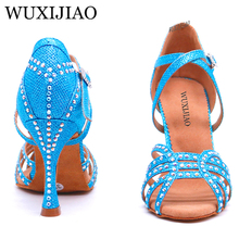 Wuxijiao-novos sapatos para dança feminina, tecido brilhante com strass, para salão de baile, dança, flash, 5cm a 10cm 2024 - compre barato