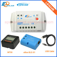 EPEVER-controlador solar PWM 10A, regulador de cargador de nueva generación, batería de 12V/24V, LS1024B ble eBOX MT50 y cable USB 2024 - compra barato