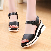 High Heels Sandals Women Platform Big Size 43 Women Sandals Platform Thick Bottom Black Simple Buckle Sandals Mujer 2024 - buy cheap