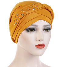 HT2323 Women India Hat Muslim Braided Beanie Scarf Turban Warm Beads Wrap Cap 2019 New Skullies Beanie Skull Caps Hats for Women 2024 - buy cheap