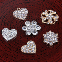 120PC Vintage heart/flower/snow Metal Rhinestone Buttons Bling Alloy Crystal Flatback Flower Centre Buttons for Hair accessories 2024 - buy cheap