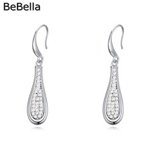 BeBella long drop pendant pierced earrings with Original Czech crystals for women girl fashion jewelry wedding guest gift 2024 - buy cheap