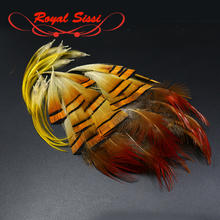 Royal Sissi hot 60pcs natural golden pheasant head crest &rump body feathers assorted wings& tail tying materials fly fishing 2024 - buy cheap