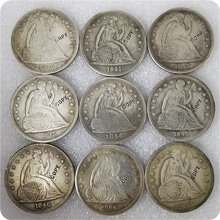 Античное серебро США 1840-1869 "сидящий Liberty" 1 доллар без девиз копии монет медаль-Реплика коллекционные монеты 2024 - купить недорого