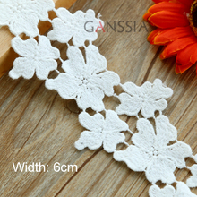 1YARD Width: 6cm Fashion flower design cotton lace for craft Water soluble lace Scrapbooking accessories  (ss-k4925) 2024 - buy cheap