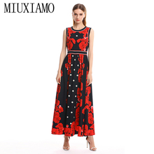 MIUXIMAO-vestido largo de primavera y verano para mujer, traje Floral sin mangas, estampado, largo hasta el tobillo, 2019 2024 - compra barato