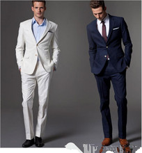 Custom MadeTwo Button beige ivoly novy buleGroom Tuxedos Best Man Groomsmen terno masculino Men Wedding Suits(Jacket+Pants+Tie) 2024 - buy cheap